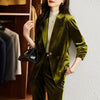 Shiny  Velvet Autumn Winter Formal Blazer Women Business Suits with Sets Work Wear Office Uniform Pants Jacket