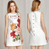 High Quality Short Dress Runway Summer Women's Sleeveless Luxurious Diamonds Button Beading Floral Printed Jacquard Vest Dress