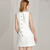 High Quality Short Dress Runway Summer Women's Sleeveless Luxurious Diamonds Button Beading Floral Printed Jacquard Vest Dress
