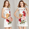 High Quality Short Dress Runway Summer Women's Sleeveless Luxurious Diamonds Button Beading Floral Printed Jacquard Vest Dress