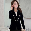 High Quality Spring and Autumn woman new Slim gold velvet small suit jacket female leisure blazer Double-breasted suit