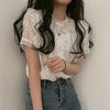 Summer Elegant White Lace Blouse Shirt Women Short Sleeve Sexy Streetwear Hollow Out Embroidery Blouses Autumn Tops