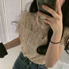 Summer Elegant White Lace Blouse Shirt Women Short Sleeve Sexy Streetwear Hollow Out Embroidery Blouses Autumn Tops