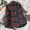 Thick Winter Skirt Suit Women Female Blue Red Plaid Long Sleeve Two Piece Set for Ladies Casual Wear