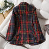 Thick Winter Skirt Suit Women Female Blue Red Plaid Long Sleeve Two Piece Set for Ladies Casual Wear