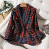 Thick Winter Skirt Suit Women Female Blue Red Plaid Long Sleeve Two Piece Set for Ladies Casual Wear