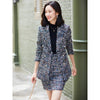 Winter Jackets Blazer Coat and Mini Skirt Suit Casual Gray Blue Plaid Women Girl Thick Fabric Two Pieces Set skirt
