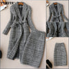 Winter Women's Suits Skirt Set 2022 Temperament Slim Wool Long Ladies Coat Jacket Slim Skirt Two-piece