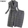 Winter Women's Suits Skirt Set 2022 Temperament Slim Wool Long Ladies Coat Jacket Slim Skirt Two-piece