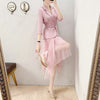Women Blazer Skirt Set Korean Style Design Office Lady 2 Piece Jacket And Irregular Mesh Skirt Two-pieces Luxurious