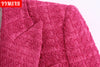 Women Blazer Suit Jacket 2023 Autumn and Winter Waist Loose Temperament Pure Color All-match Elegant Clothes