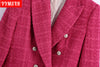 Women Blazer Suit Jacket 2023 Autumn and Winter Waist Loose Temperament Pure Color All-match Elegant Clothes