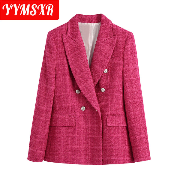 Women Blazer Suit Jacket 2023 Autumn and Winter Waist Loose Temperament Pure Color All-match Elegant Clothes
