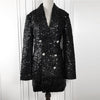 Women Coat 2023 Runway Sequined Blazer Notched Long Sleeve Double Breasted Long Black Blazer Outerwear