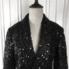 Women Coat 2023 Runway Sequined Blazer Notched Long Sleeve Double Breasted Long Black Blazer Outerwear