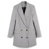 High Quality Women Gray Plaid Brand Suit Jacket 2022 Spring and Autumn Female Long Slim Thin Suit Blazer Vintage Jacket