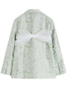 Women Green Printed Organza Bow Big Size Blazer Lapel Long Sleeve Jacket Tide Spring Autumn 2023 Feamle