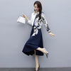 Women Long Sleeve Spliced Blouses Vintage Floral Printed Shirts And Skirts Clothing Set Spring 2PCS Suit NS424