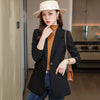 Women Notched Collar Formal Blazer Ladies  Fall Winter Black Khaki Single Button Slim Work Jacket Coat