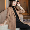 Women Notched Collar Formal Blazer Ladies  Fall Winter Black Khaki Single Button Slim Work Jacket Coat