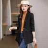 Women Notched Collar Formal Blazer Ladies  Fall Winter Black Khaki Single Button Slim Work Jacket Coat