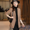 Women Notched Collar Formal Blazer Ladies  Fall Winter Black Khaki Single Button Slim Work Jacket Coat