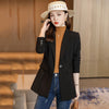 Women Notched Collar Formal Blazer Ladies  Fall Winter Black Khaki Single Button Slim Work Jacket Coat