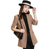 Women Notched Collar Formal Blazer Ladies  Fall Winter Black Khaki Single Button Slim Work Jacket Coat