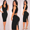 High Quality Women Sexy V Neck Knee Length Black Purple Bandage Dress New Arrival 2022 Knitted Elegant Designer Dress