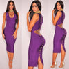 High Quality Women Sexy V Neck Knee Length Black Purple Bandage Dress New Arrival 2022 Knitted Elegant Designer Dress