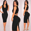 High Quality Women Sexy V Neck Knee Length Black Purple Bandage Dress New Arrival 2022 Knitted Elegant Designer Dress