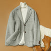 Women Wool Blazer 75%Wool Solid Color Office Lady Blazer 2023 Two Pocket Jacket Spring Autumn Wool Coat Female K111