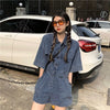 Women's Denim Shorts Suit 2022 Summer Korean Casual Retro Loose Jacket Wide Leg Shorts Two Piece Set