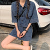 Women's Denim Shorts Suit 2022 Summer Korean Casual Retro Loose Jacket Wide Leg Shorts Two Piece Set