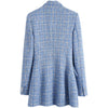 Women's Office Suit 2022 Spring and Autumn Plaid Blue Elegant Long Sleeve Jacket Loose Long Blazer Coat