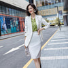 Yellow Black White Blazer and Skirt Suit Women Office Ladies Formal Business Work Wear Two Piece Set