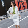 Yellow Black White Blazer and Skirt Suit Women Office Ladies Formal Business Work Wear Two Piece Set