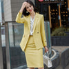 Yellow Black White Blazer and Skirt Suit Women Office Ladies Formal Business Work Wear Two Piece Set