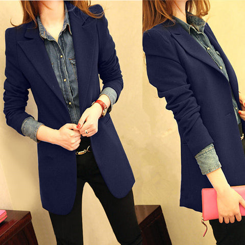 High Quality office women blazers and jackets slim female casual blazer feminino one button Long suit jacket plus size 5XL
