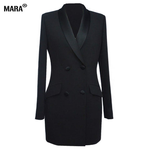 High Quality2022 Runway Double Breasted Blazer Women Elegant Long Blazer Black Women Long Sleeve Jacket Coat Women Blazers