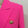 High Street 2022 Elegant Women's Designer Long Sleeve Blazer Double Breasted Lion Button Slim Jacket Neon Pink