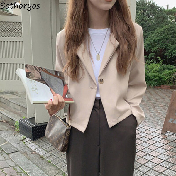 High Street Casual Blazers Women Korean All-match Spring Short-style Tender Ins Popular Solid Suits Social Streetwear OL