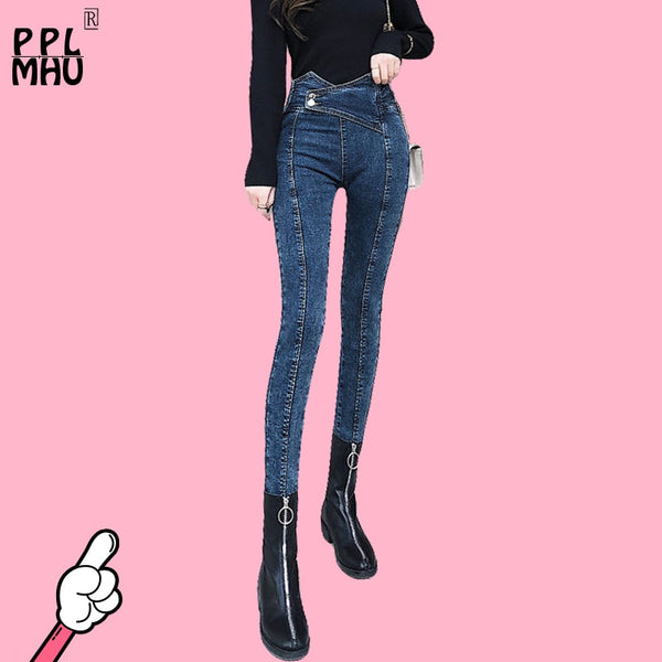 High Street Push Up Black Denim Pants Mujer Low Waist Skinny Pencil Pants Femme Super Stretch Slim Soft Comfort Jeans