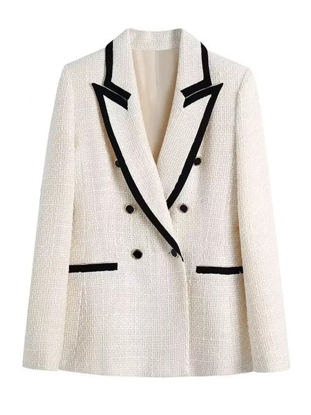 High Street Turn-down Collar Double Breasted Solid