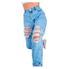 High Street Women Jeans Casual Straight Leg Jeans High Waist Loose Fitting Jeans Ripped Holes Thin Ladies Denim Trousers