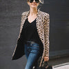 High Street Women Leopard Jacket Blazers Office Lady Open Stitch Cardigan Jacket Suit Long Sleeve Slim Work Chic Blazer Fall