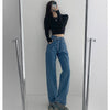 High Waist Blue Jeans Harajuku Korean Ulzzang Harajuku Denim Pants Wild Daily Casual Girl Loose Trouser Streetwear Jean Femme