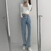 High Waist Blue Jeans Harajuku Korean Ulzzang Harajuku Denim Pants Wild Daily Casual Girl Loose Trouser Streetwear Jean Femme