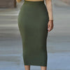 High Waist Bodycon Skirt For Women Mid-Calf Casual Skirt Office Lady  Solid Black Grey Green Maxi Skirt New