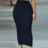 High Waist Bodycon Skirt For Women Mid-Calf Casual Skirt Office Lady  Solid Black Grey Green Maxi Skirt New